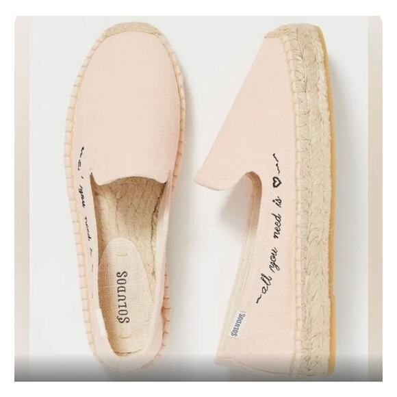 NWOT SOLUDOS all you need is love Espadrille flat sz: 7.5 - Picture 1 of 6